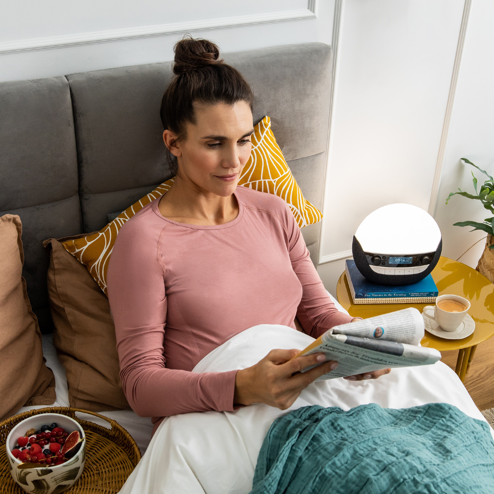 Bodyclock Luxe 750DAB – šviesos žadintuvas su baltuoju triukšmu, 20 garsų, "Bluetooth" jungtimi