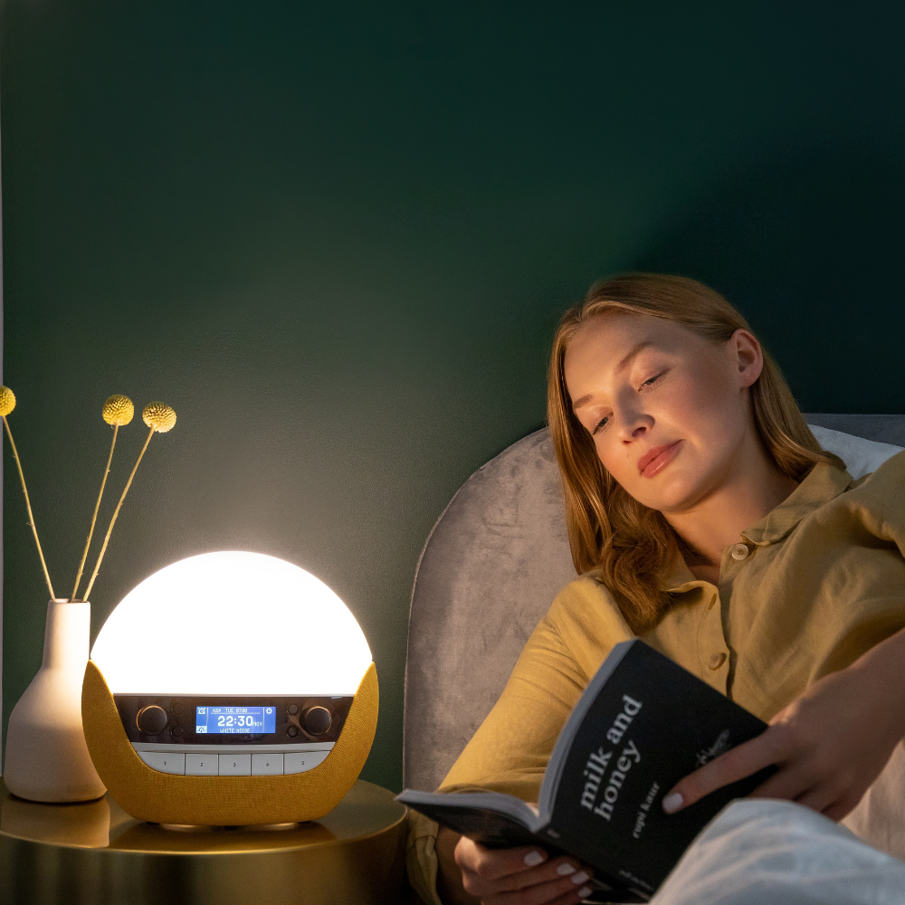 Bodyclock Luxe 750DAB – šviesos žadintuvas su baltuoju triukšmu, 20 garsų, "Bluetooth" jungtimi
