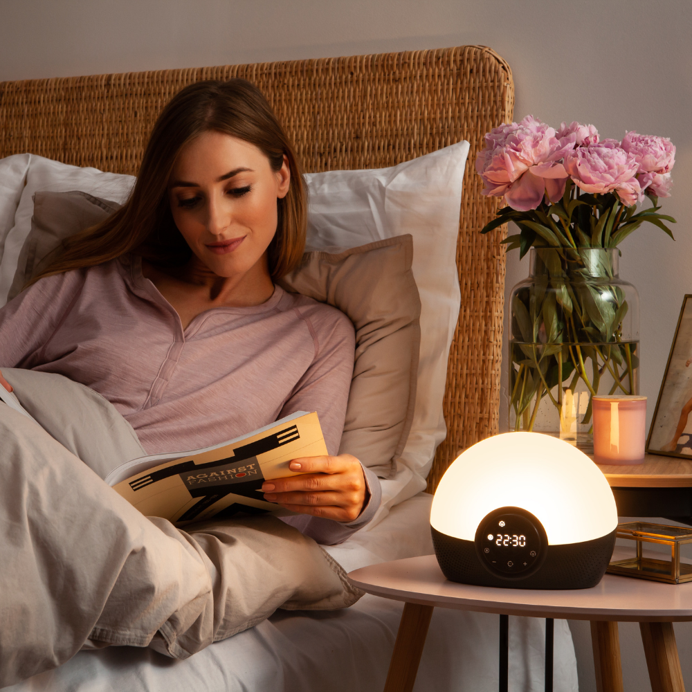 Bodyclock Glow 150 – šviesos žadintuvas su 10 garsų ir baltuoju triukšmu